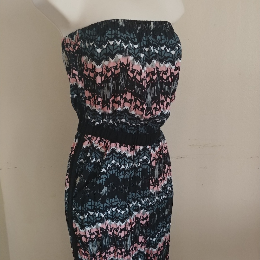 Women Abstract Print Strapless Jumpsuit